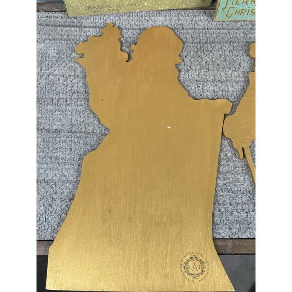 Wooden Christmas Signs Modeled After Antique Xmas Postcards Santa Lot Of 4- Read - Picture 8 of 10